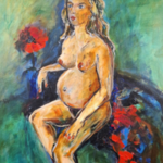 Schilderij, Maya Wildevuur, Zwangere naakte vrouw